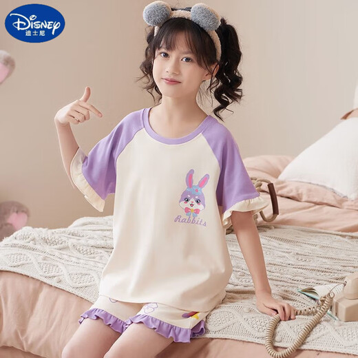 迪士尼（Disney）甜美可爱女童家居服套装优质棉少女款夏季短袖短裤甜美睡衣女孩 687莫代尔 130 童16码 建议身高130-140CM