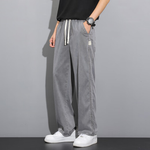 Tennisjeans Herren Sommerdünne Modemarke Straight Loose Herren Ice Seide Wide Bein Sommer Casual Long Hosen 1048 Grau + 1048 Gray Dünn 11xl M Empfohlen 90-15jin [Jin entspricht 0,5 kg]