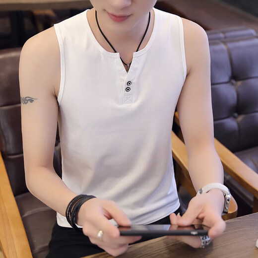Aoxuanjue Vest Men's Summer New Style Men's Men's Randeveless Vest Casual Madeny V-образная толстовка T Top Black XL Mens предлагает 115-130JIN [Джин равняется 0,5 кг]