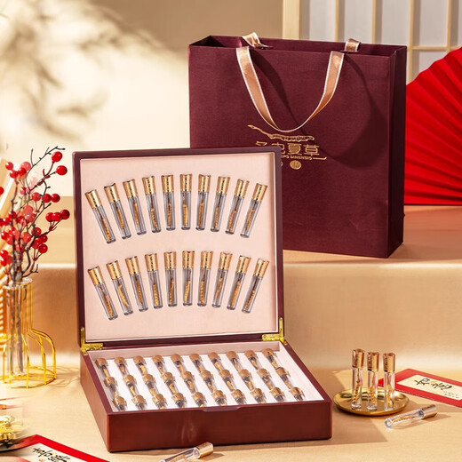 Boshanfu Cordyceps sinensis high-end gift box genuine Cordyceps nourishing health festival gifts to parents and leaders nourishing nutritional supplements 4 sticks/g 30 sticks [Gift recommendation] Rust red gift box