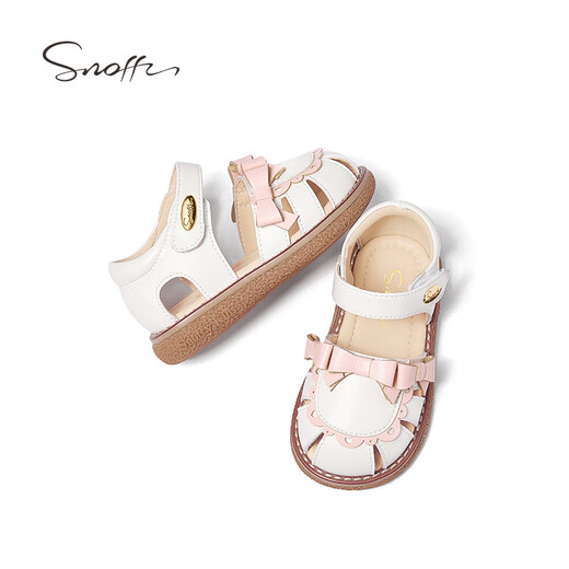 Snuffy Girls Sandals Summer Children's Lolita Little Princess Soft Sole Baby Toe Sandals Vanilla Toffee White 21