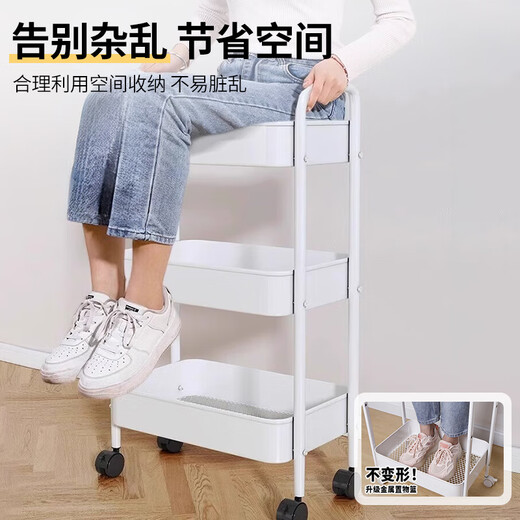 Quanpinwu trolley storage rack removable floor-to-ceiling storage rack household snack kitchen multi-layer carbon steel wheeled shelf Sibai