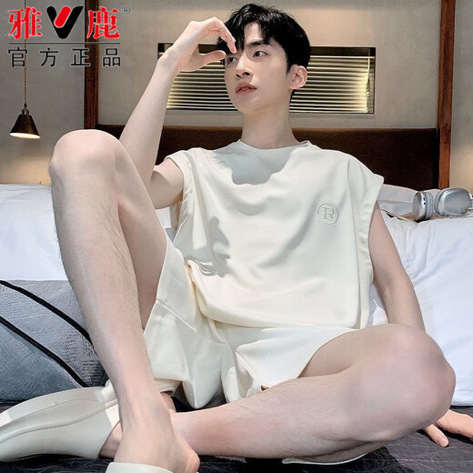 雅鹿夏季男士睡衣莫代尔短袖薄款大码套装休闲男夏款宽松家居服 9721 L 100-130斤