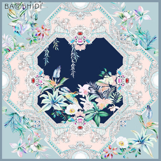 Gem butterfly silk scarf Hangzhou silk mulberry silk scarf shawl for girls mother birthday gift women gift box blues verse
