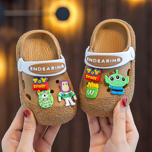 Children's Croc Shoes Summer Buzz Lightyear Cartoon Slippers Home Furnishing Girls Baby Little Boys Non-Slip Sandals for Outerwear White 24-25 Sizes Inner Length 15CM