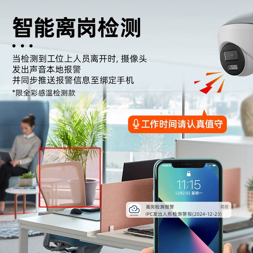 HIKVISION Hikvision surveillance camera 4 million 2K full color night vision high temperature alarm AI value detection mobile phone direct connection cable power supply economic version VN24-P(B) 4MM