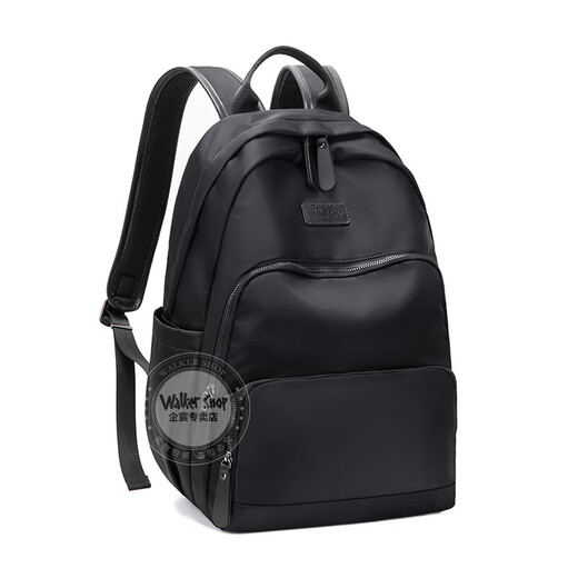 Walker Shop品牌轻奢双肩包男书包简约防水尼龙牛津布旅行电脑背包男女 时尚黑 [14寸] 43*32*13cm