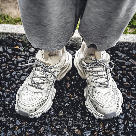 Fengyunge Dad Schuhe 2025 Frühlings- und Sommer Trendy Brand-ähnlich dicker alleinerhöhenverstärkender, vielseitiger, weicher Sport-Casual-Schuhe Herrenschuhe Beige 42 (260 mm)