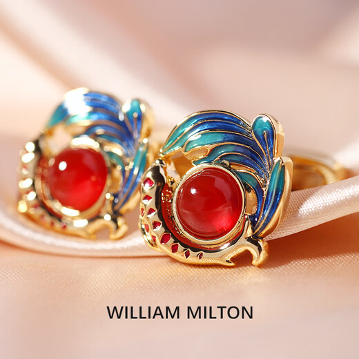 William Milton National Trend Hongyun Koi Koi Southern Red Ematel Cuffers Men's Men's Luxury National Style French Cuffe Links Youliu Carp Spring