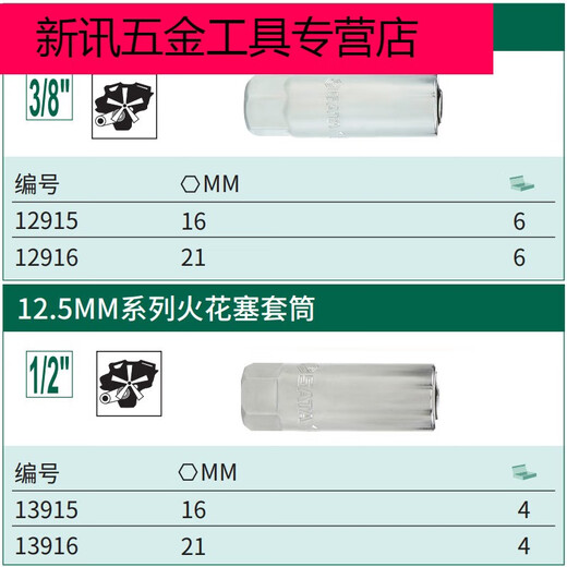 Sanqihu Car Spark Plug Socket Wrench Motorcycle Repair Auto Repair Tool 16 13915 (16mm) 12.5mm Series Spark
