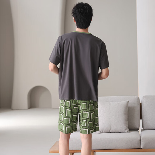 Langsha pareja pijamas un hombre y una mujer model delgado de manga corta modal simple casual e informal exterior afuera con almohadilla de cofre ropa de casa 6630 m mujeres + hombres xl