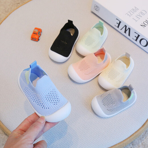 Otter Hui Frühling und Sommer Neue Kinder atmungsable fliegende Netzschuhe Baby Anti -Crash -Weiche Sohle Kleinkindschuhe Jungen und Mädchen Süßigkeiten Farbe Freizeitschuhe Hellblau - Größe 17 Einzelschicht 17 innere Länge 13,5 cm