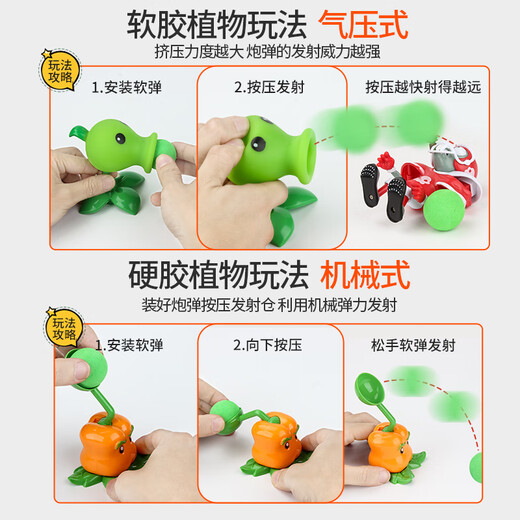 Sanha Toys Genuine Plants vs. Zombie Toys 2 Full Set of Boys Soft Glue Pea Shooter 3 Children's Giant Zombie Ejection Set 10 Hard Glue Pack: 8 Plants 2 Zombies + Bullet Picture