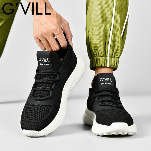 Guizhibu g'vill sommer atmungsaktiven Herrenschuhen 2025 Neues Netz vielseitige lässige Schuhe Dicke Sohle nicht rutsch trendige Sportschuhe Schwarz und Weiß [atmungsaktiv] G1503 39 [Sportschuhgröße]