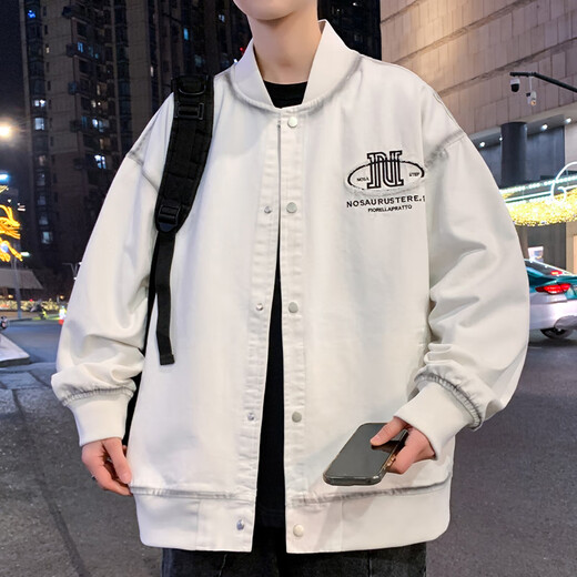 Dragon Peach Biker Veste Men's Spring 2025 American High Street Trend Brand Baseball Cold Veste Men's Men's Men's Men's Casual and Beautiful Vêtements 695 Beige M Environ 80-120 Jin [Jin équivaut à 0,5 kg] peut être porté
