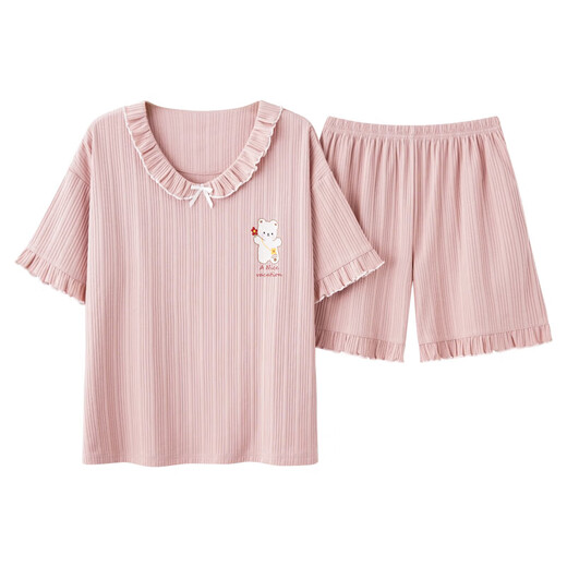 Pajamas, women's pure cotton, summer shorts, shorts, can be worn on the outside, cute young ladies' student home clothing suit 6636 L