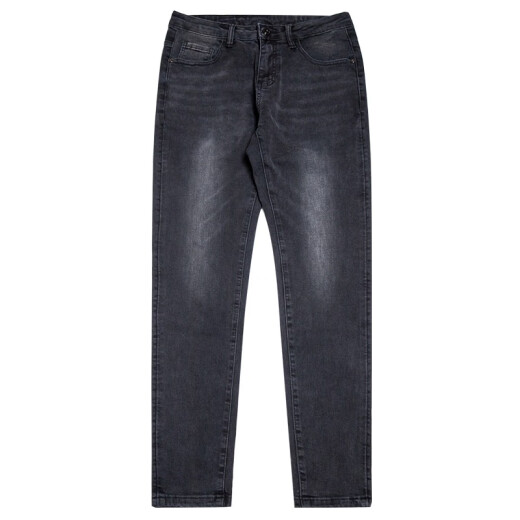 
Giordano (Giordano) broken code Hong Kong autumn and winter black gray jeans men's Korean style slim foot elastic plus velvet trendy casual pajamas 1048 black one size 28