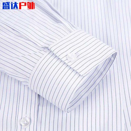 何佳功建行工作服女式正装领白底蓝色竖条纹短袖衬衫方领修身银行工作服 3882男方领浅兰斜纹短袖 41(175/96A)