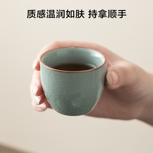 Ru kiln Kung Fu tea set high-end tea making azure teapot tea cup home office tea making 12-head azure Ru kiln Xishi teapot + tea tray