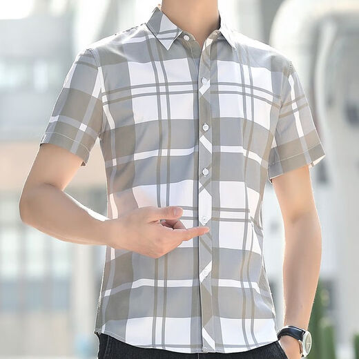 Kurzärmeliges Kurzärmel-Streifenhemd 2025 Sommer Dünn Business Professional Plaid gut aussehende trendige, lässige Innenhemd HT829 Hellblau M 90-105jin [Jin ist gleich 0,5 kg] tragen