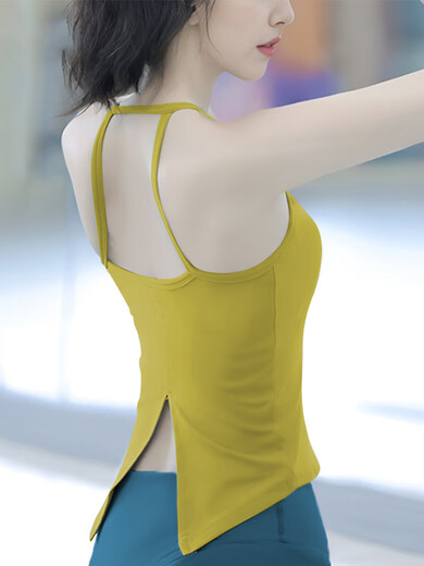 Shuangxiu Pilates Beautiful Yoga Top 2025 New National Style Tie-Dye High-Level Sports Vest Fitness Running Suit Leaf Yellow Top M 100-110