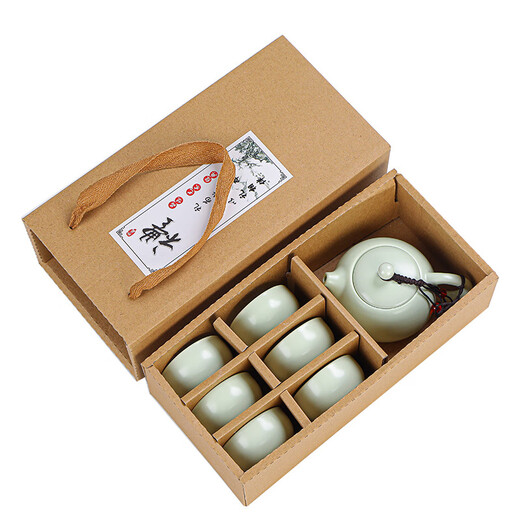 Jingxiangting Ding Kiln Tea Set Ceramic Xishi Pot Gift Box Home Portable Travel Gift Accompanying New Year's Goods Mid-Autumn Festival Gift Xishi Pot Tea Set One Pot Two Cups (Green