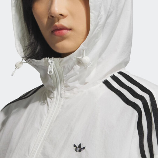 阿迪达斯 （adidas）三叶草外套女装2025夏季新款运动服梭织舒适透气连帽上衣休闲夹克 KB8964汉玉白 XL