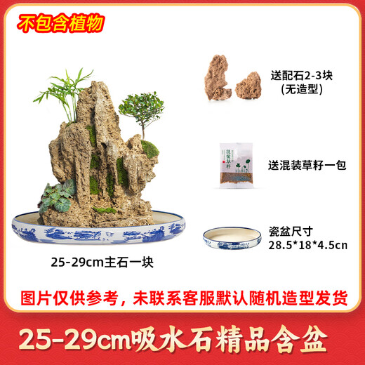 High-quality water-absorbing stone bonsai fish pond rockery micro-landscape decoration natural rockery stone landscaping raw stone high-quality 25-29cm water-absorbing stone with basin