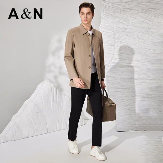 Antonio 100% combed long-staple cotton crisp lapel mid-length windbreaker for men spring and autumn business casual jacket