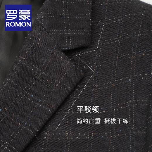 
ROMON (ROMON) suit jacket for men's business professional formal wear casual single 2025 slim and versatile black suit top for men's trendy black plaid XL