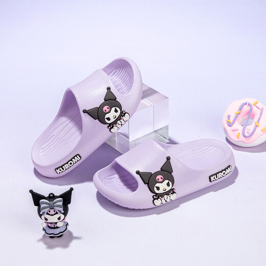 Hello Kitty children's shoes girls slippers Kuromi slip-on girls bathroom home shoes cute sandals 5862A purple 28