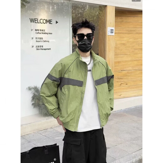 FR.YH.ZH时尚森雯轻奢男装早春男士简约拼接撞色时尚夹轻薄帅气外套9226 深绿色 4XL 180-200斤