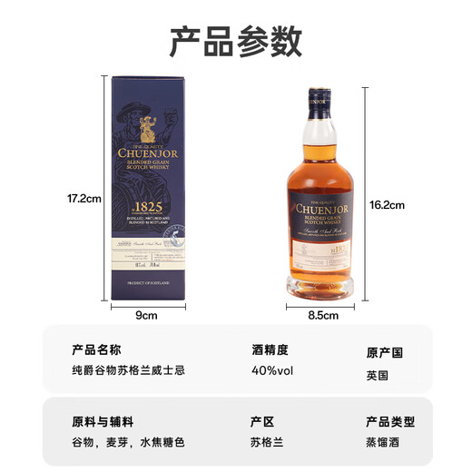 格兰尼维（CHUENJOR）纯爵1825苏格兰威士忌原装进口洋酒正品礼盒装700ml  2瓶【店长推荐】送酒杯+礼袋礼盒