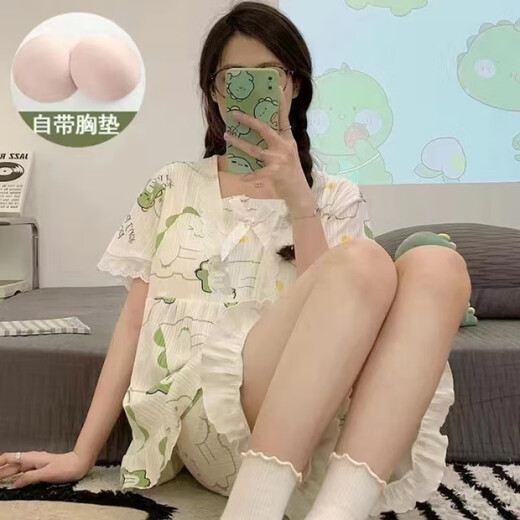 Pajamas à col en V HanrUi pour femmes avec des impressions en dentelle de pain de mammar