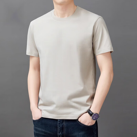 KOOSHI奢品纯棉短袖t恤男士夏季薄款时尚简约纯色上衣潮流休闲体恤衫男T YS9929黑色 S 165【90-110斤】