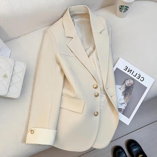 Xuanyan off-white blazer for women 2026 spring new style office worker college student temperament commuting small suit formal blazer for women ivory white XL 115-125Jin Jin equals 0.5 kg