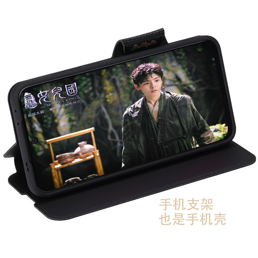 Haoya Xiaomi Redmi K50 Mobilfunkkoffer Flip Redmi Objektiv Voll-inklusive elektrische Version mit magnetischer Schnalle Redmi K50Pro Soft Silicon Cover Supreme Version Anti-Fall-Schutz Simuliertes Leder Redmi K50/Redmi K50Pro Schwarz und Grau-Retro-Ledermuster