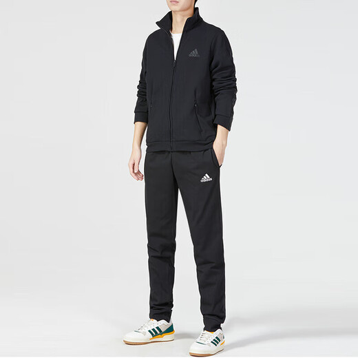 Adidas Men's Men's Automn and Winter Sports Suit, Fitness Training, confortable veste à col de support respirant, veste, pantalon décontracté, H12217 + GK9226 3XL