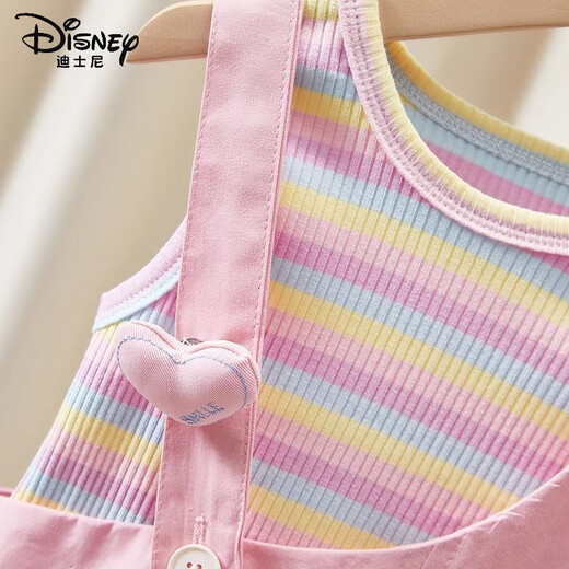 Disney Girls Overalls Anzugs Sommer 2025 Neue Kinder Kleidung modische dünne Mädchen Sommer zweiteiliger Pinkanzug 90