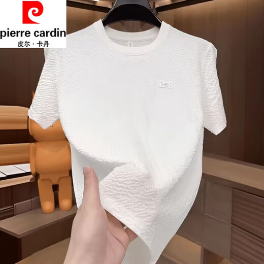 Pierre Cardin 2025 Nouvelle texture de soie de glace d'été brodée Men de cou rond à manche à manches courtes à manche à manches à manches à manches à manches à manches à manches à manches à manches à manches à manches à manche [à manches courtes d'été] 6628 noir M 80-105Jin [Jin est égal à 0,5 kg]