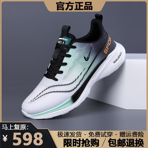 2025 Sommer-Herrenschuhe Jaka Ice Silk Mesh Laufschuhe Herren-Sportschuhe Anti-Rutsch, Wearresistant und atmungsaktive Herrenschuhe NK826 Weiß und Grün 41 (255 mm)