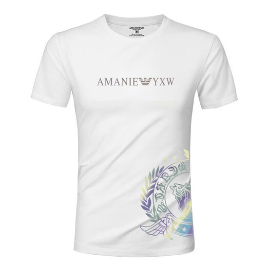 ARMANIBR阿玛尼夏季 冰丝棉短袖T恤男200斤大码半袖男士简约 AM756白色 M 90-120斤