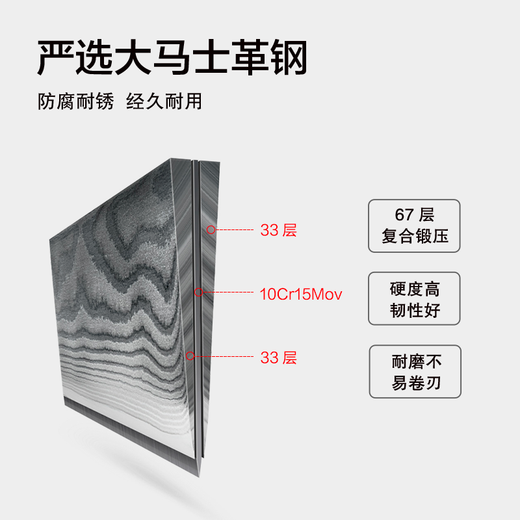 京东京造 水果刀 削刮皮家用多功能便携可折叠【67层大马士革钢】