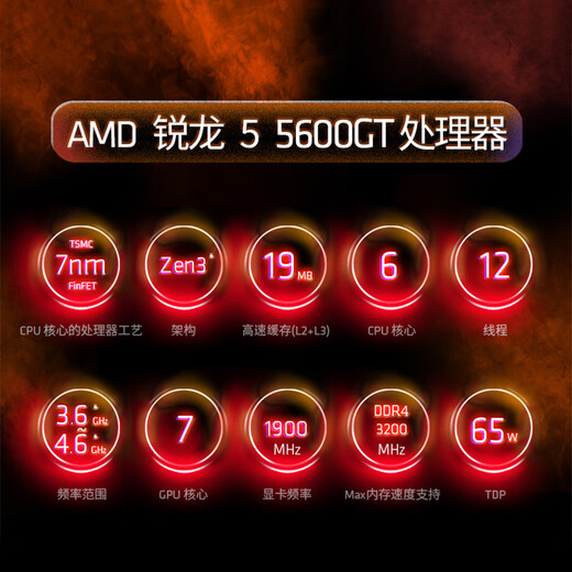 ASUS AMD Ryzen R5 5600GT host assembly computer commercial office home design desktop computer game console DIY assembly machine configuration three R5 5600GT+8G+240G