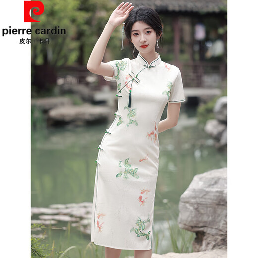 皮尔卡丹（pierre cardin）送考旗袍锦鲤国风2025夏季新年轻款高考旗开得胜小新日常休闲可穿 683【柿柿如意】 2XL