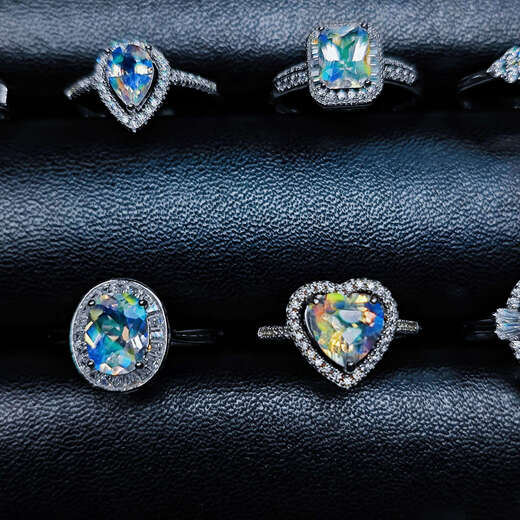 Yadige Rainbow Moonstone Faceted Cut Rainbow Color Moonstone Luxurious Family Portrait Package and Gift Premium No. 23 6*8.5