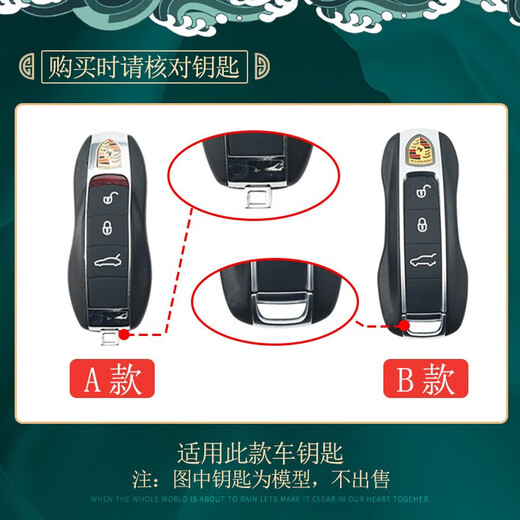 百车达适用保时捷钥匙套Tayca新卡宴玛卡macan帕拉梅拉/718/911汽车壳扣 B款【一路平安】+财神挂件 保时捷钥匙包