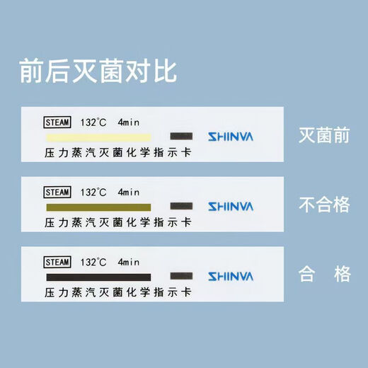 新华医疗新华134压力蒸汽灭菌包内化学指示卡IY1342高温消毒测试卡短款 134°C(200片/盒)