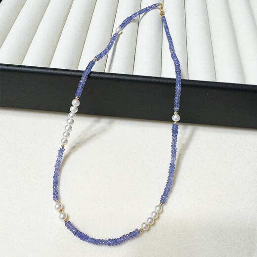 Shengbei Lavender Color High Quality Tanzanite 5mm Aurora Perfect Round Freshwater Pearl Necklace 18k Gold 42cm