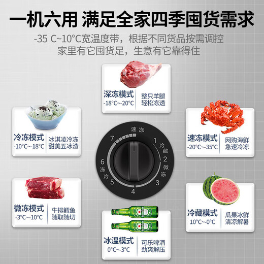 Haier freezer household large-capacity refrigeration and freezing dual-purpose one-click conversion to commercial full freezing defrost small freezer ultra-low temperature quick freezing 300/400/500 liters or more upgraded frost reduction -35 deep freezing 253L
